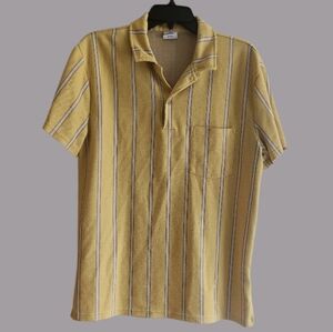 Urban Outfitters Yellow Striped Soft Short-Sleeve Polo